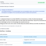 Interface montrant un formulaire avec champs type de site, budget, objectifs, contraintes, précédant une analyse IA personnalisée.