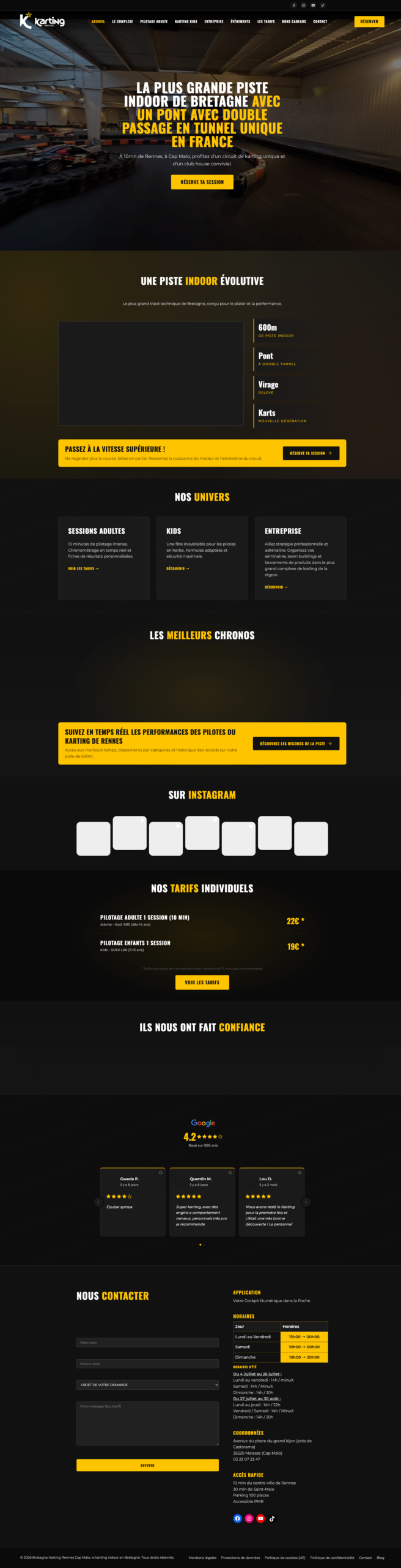 Page d'accueil du Karting de Rennes Cap-Malo